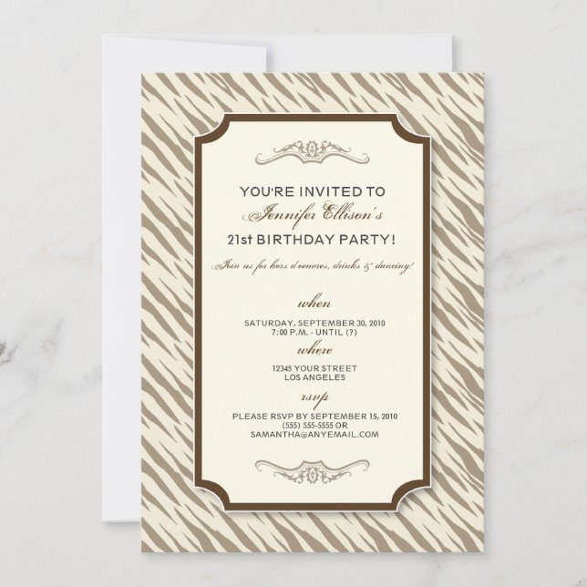 Convite de aniversário de impressão animal (chocol (Frente)