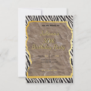Convite de aniversário de impressão zebra