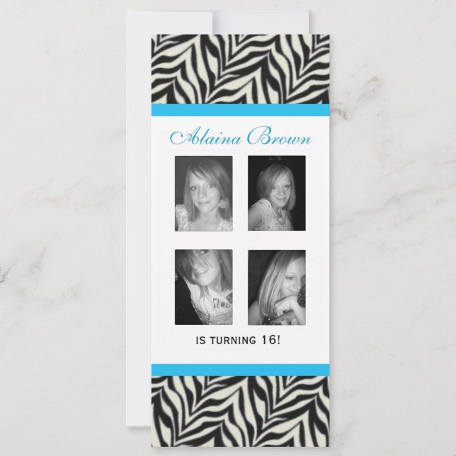 Convite de aniversário de Impressão Zebra Personal (Frente)