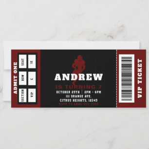 Convite de aniversário de ingresso de futebol