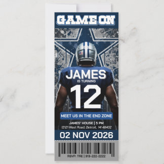 Convite de Aniversário de Ingresso de Futebol Azul