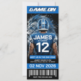 Convite de Aniversário de Ingresso de Futebol Azul