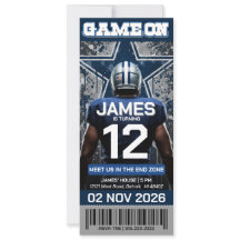 Convite de Aniversário de Ingresso de Futebol Azul