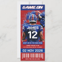 Convite de Aniversário de Ingresso de Futebol Verm