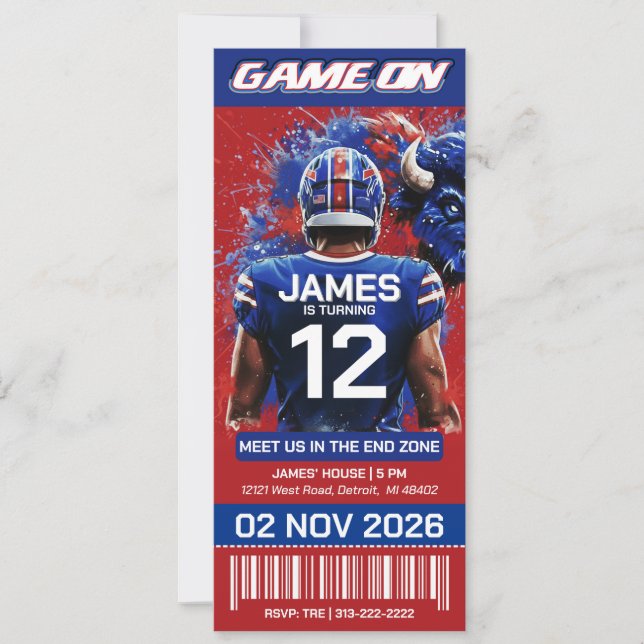Convite de Aniversário de Ingresso de Futebol Verm (Frente)