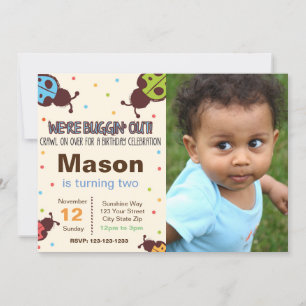 Convite de aniversário de Inseto com foto