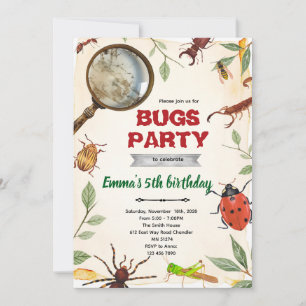 Convite de aniversário de insetos Bugs