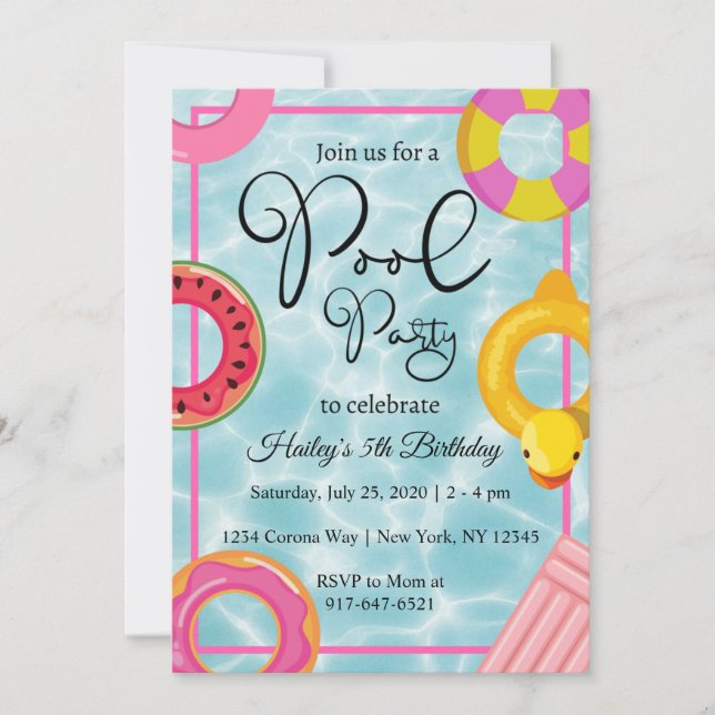 Convite de aniversário de Inundações de Partido pi (Frente)