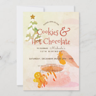 Convite de Aniversário de Inverno com Cookies e Ch
