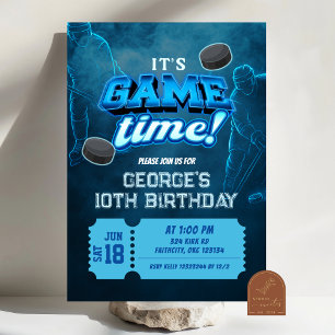 Convite de Aniversário de Inverno de Hóquei Neon