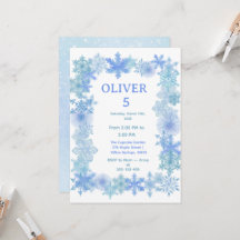 Convite de Aniversário de Inverno, Floco de Neve M