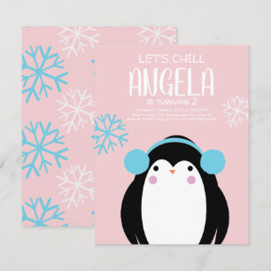 Convite de Aniversário de Inverno Flocos de Neve P