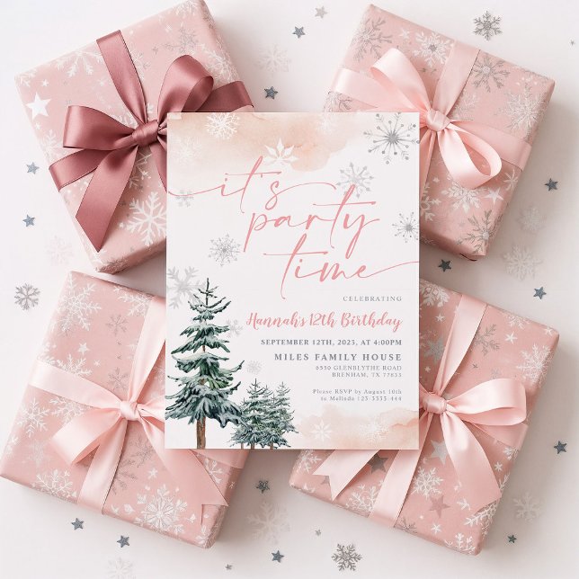 Convite de aniversário de inverno, Hora da Festa (Criador carregado)