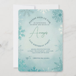 Convite de Aniversário de Inverno Moldura de Floco