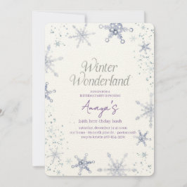Convite de Aniversário de Inverno Moldura de Floco