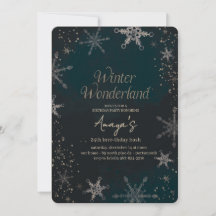 Convite de Aniversário de Inverno Moldura de Floco