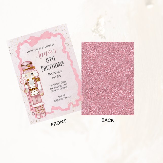 Convite de aniversário de inverno Pink Nutcracker (Criador carregado)