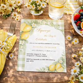 Convite de aniversário de jardim com gingham de li