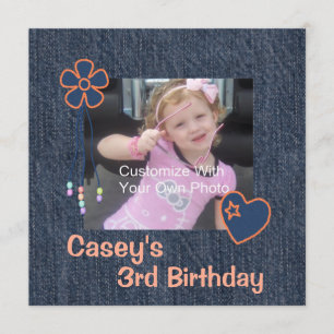 Convite de aniversário de Jean Denim Blue