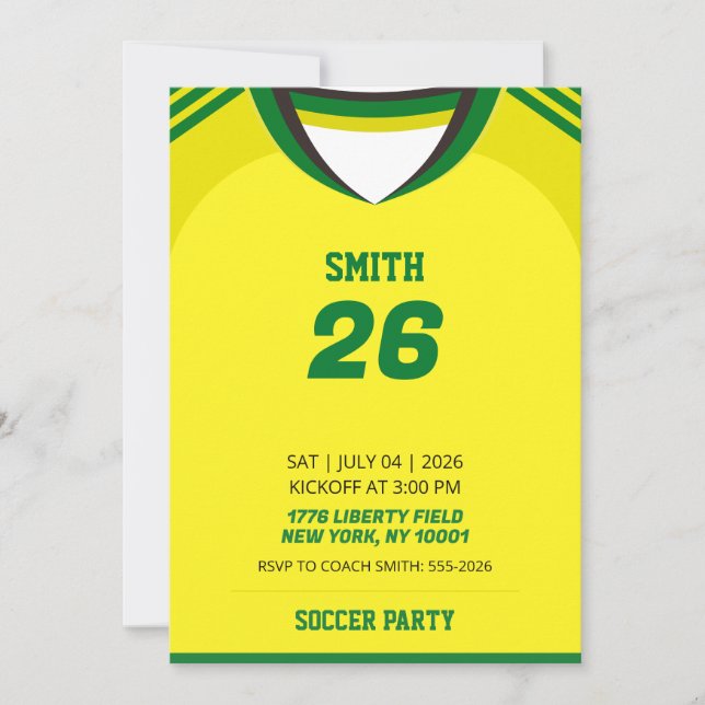 Convite de Aniversário de Jersey de Futebol Person (Frente)
