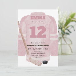 Convite de Aniversário de Jersey de Hockey Rosa pa