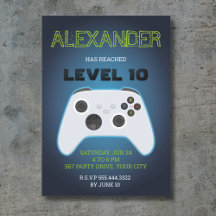 Convite de aniversário de jogador azul