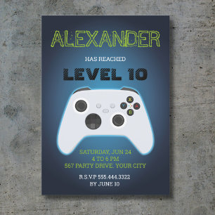 Convite de aniversário de jogador azul