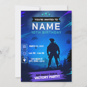 Convite de Aniversário de Jogador de Battle Royale