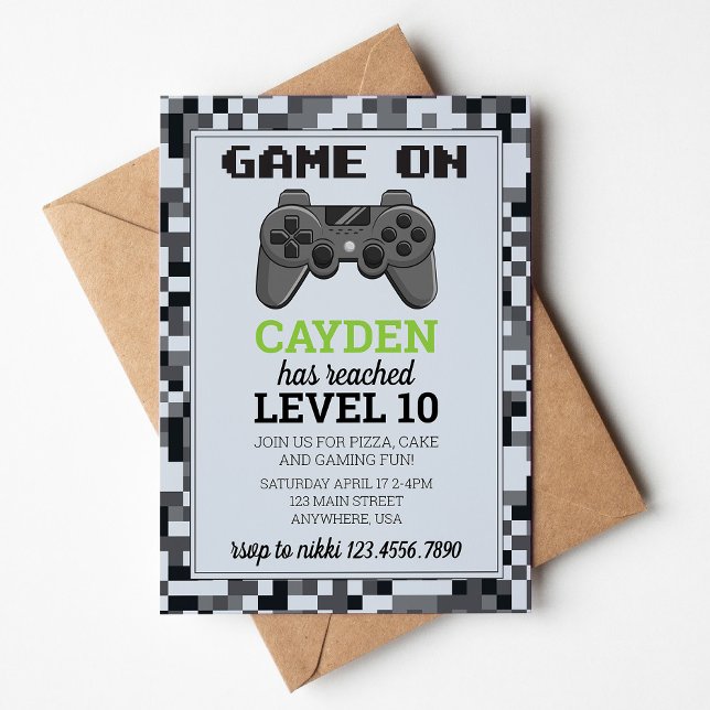 Convite de Aniversário de Jogador de Videogame Sub (Criador carregado)