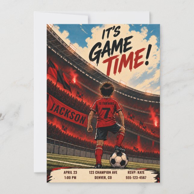 Convite de Aniversário de Jogo de Futebol (Frente)
