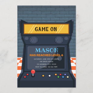 Convite de aniversário de jogos Arcade