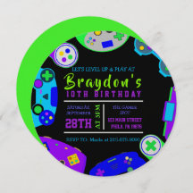 Convite de aniversário DE JOGOS DE VÍDEO