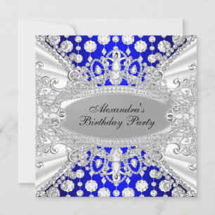 Convite de Aniversário de Joias de Diamante Azul R