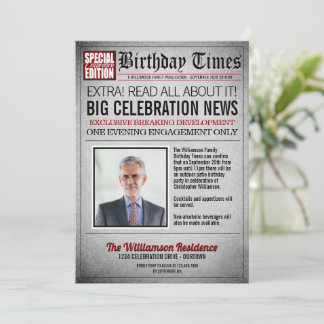 Convite de Aniversário de Jornal da Primeira Págin