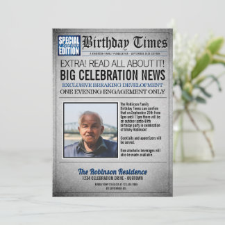 Convite de Aniversário de Jornal da Primeira Págin