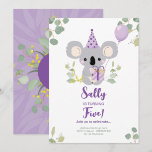 Convite de aniversário de Koala