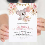 Convite de Aniversário de Koala e Pampas Grass Kid<br><div class="desc">Convite de Aniversário de Koala e Pampas Grass Kid</div>