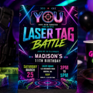 Convite de Aniversário de Laser Tag