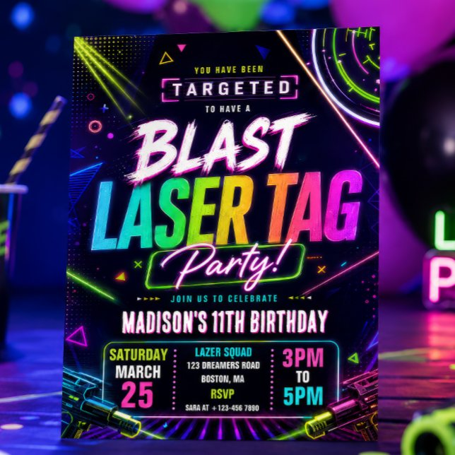 Convite de Aniversário de Laser Tag (Criador carregado)