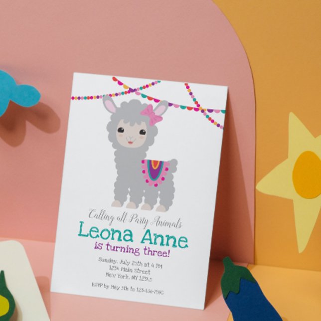 Convite de Aniversário de Llama Alpaca (Criador carregado)
