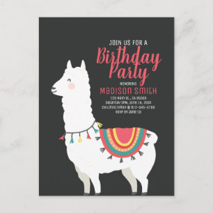 Convite de Aniversário de Llama e Balão de Festa F