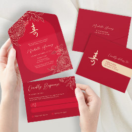 Convite de Aniversário de Longevidade Chinês Tudo 
