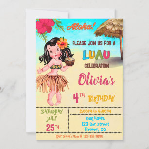 Convite de aniversário de Luau Convite havaiano A