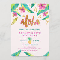 convite de aniversário de luau tropical