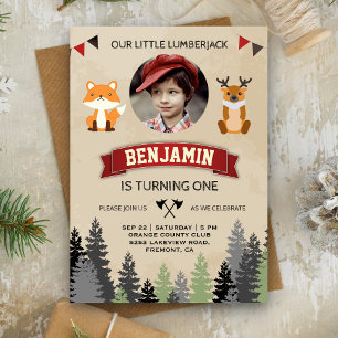 Convite de aniversário de Lumberjack de Animais Ca