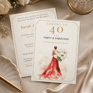 Convite de Aniversário de Luxo em Vestido Vermelho