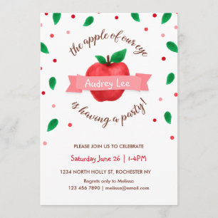Convite de aniversário de maçã "Apple of our ey