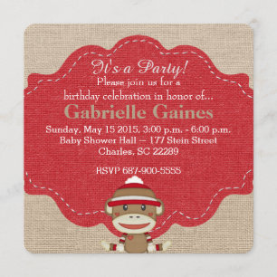 Convite de aniversário de Macaco Personalizado