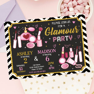 Convite de Aniversário de Maquiagem Festa Glamou