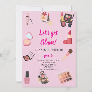 Convite de Aniversário de Maquiagem Vamos Ficar Gl